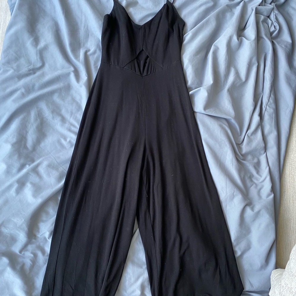 black cropped jumpsuit